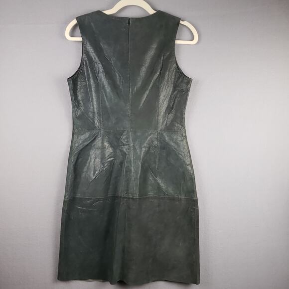 For Joseph Suede Size M Sleeveless Leather Shimmer Sheath Dress Gray 90s Y2K - Picture 9 of 13